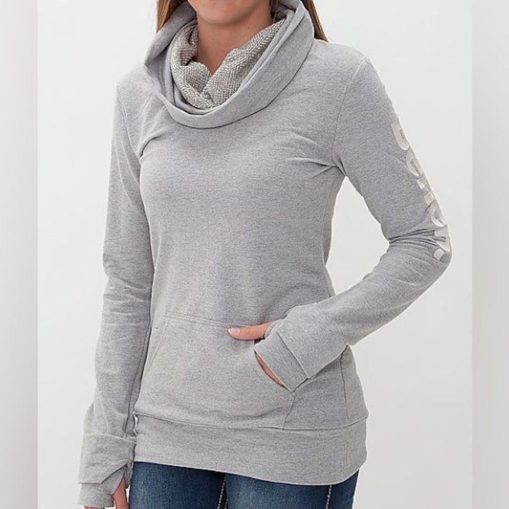 Bench Oatlands II Cowl Neck Sweatshirt Gray Logo Athleisure Pullover Size Small